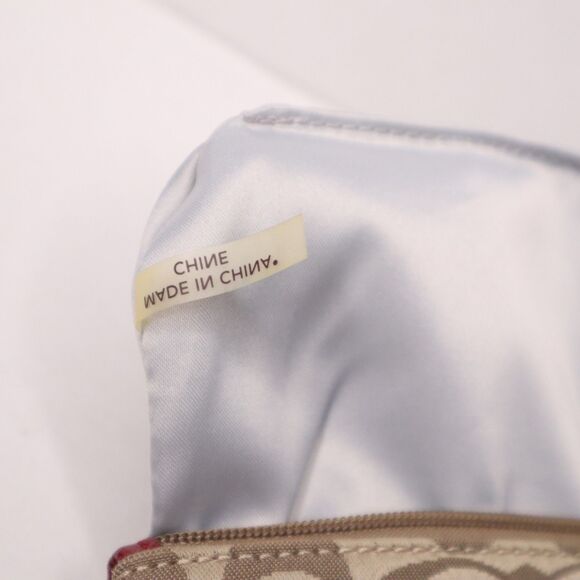 Vintage COACH Poppy Signature Jacquard Monogram Wristlet Red/Beige 6.5in x 4.5in - Picture 8 of 10